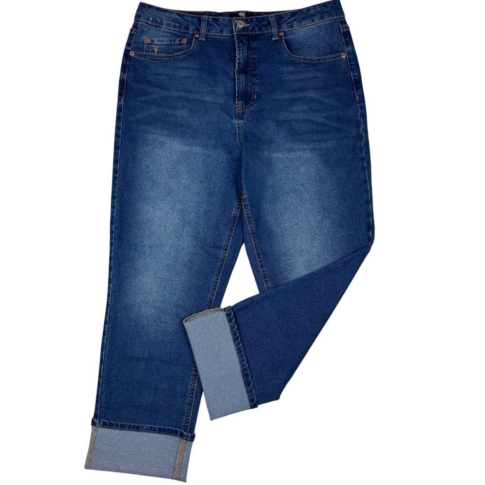 Frye Dark Blue Cropped Straight-Leg Jeans